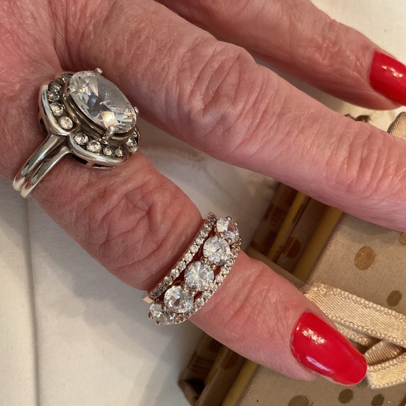 NEW/WITHOUT TAGS ITALY, 925 STERLING ROSE GOLD CUBIC ZIRCONIA WEDDING SET SIZE 6 - Picture 5 of 16